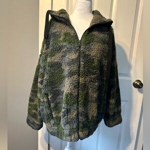 Aerie Green and Gray Sherpa Jacket